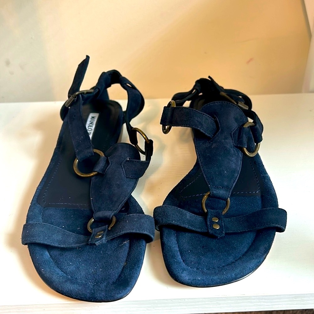 Manolo Blahnik Navy Sandals